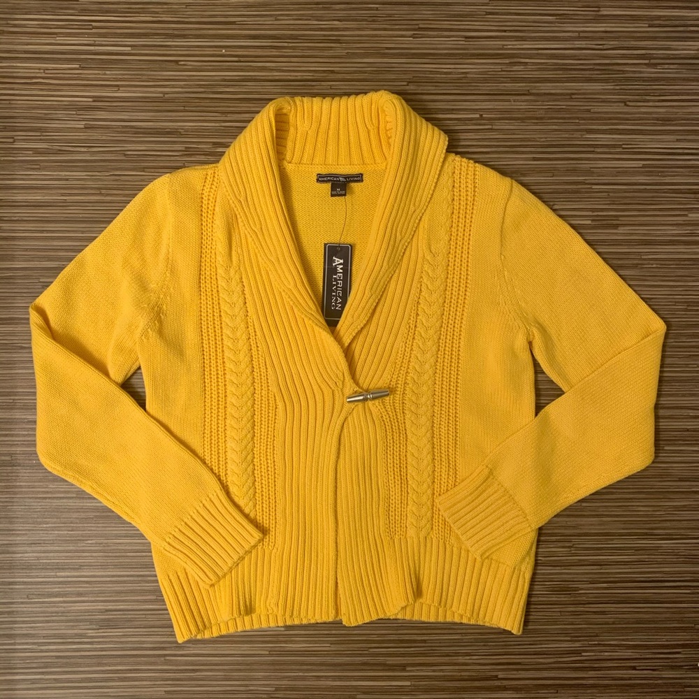 American Living Yellow Long Sleeve Cardigan SMALL
